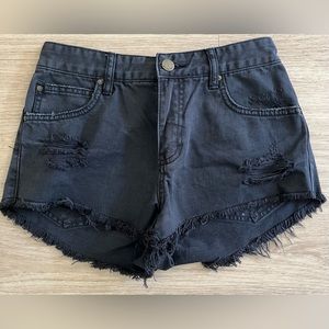 Billabong distressed black denim shorts S